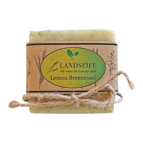 Lemon-Brennessel-Seife, Landseife Naturkosmetik, 100% Bio, handgefertigt & vegan, 100 g, Körperpflege - luterna.de