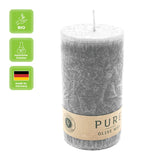 100% PURE, OLIVE WAX, vegane Stumpenkerze, Anthrazit, WENZEL, 130/70 mm, Brenndauer ca. 59h - luterna.de