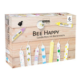 KREUL Candle Pen, 6er Set Bee Happy, Kerzenstifte mit feiner Malspitze, zum Bemalen & Verzieren von Kerzen, mit Bienenwachs - luterna.de