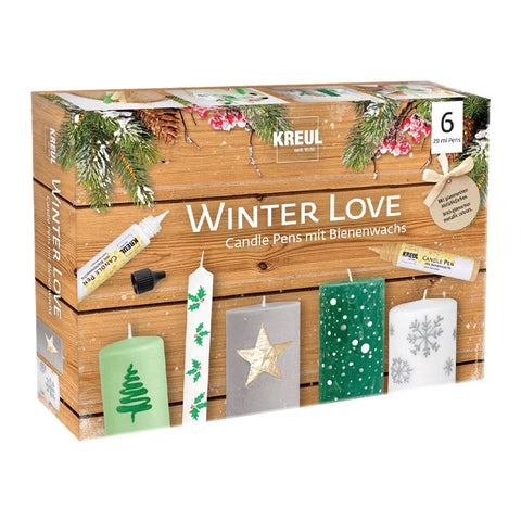 KREUL Candle Pen, 6er Set Winter Love, Kerzenstifte mit feiner Malspitze, zum Bemalen & Verzieren von Kerzen, mit Bienenwachs - luterna.de