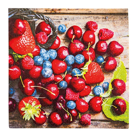 Cocktailservietten „Tasty Berries“, 25x25 cm, 3-lagig, Home Fashion®, 20 Stück - luterna.de