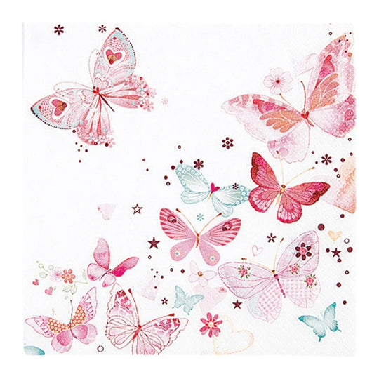 Lunchservietten „Lovely Butterflies“, 33x33 cm, 3-lagig, Home Fashion®, 20 Stück