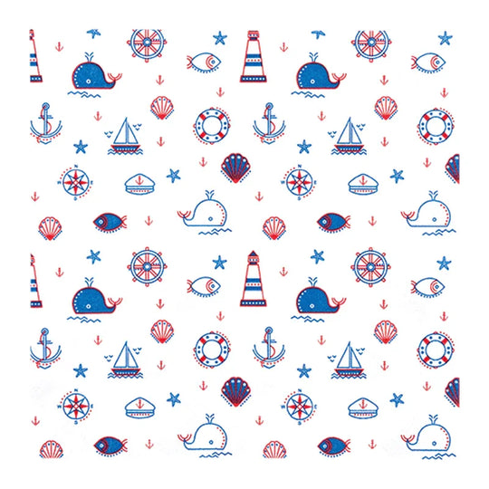 Lunchservietten „Nautical Pattern“, 33x33 cm, 3-lagig, Home Fashion®, 20 Stück
