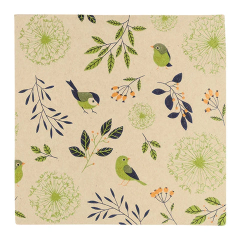 Recyclingservietten „Birds and Twigs green“, 33x33 cm, 2-lagig, Home Fashion®, 20 Stück - luterna.de