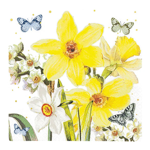 Lunchservietten „Watercolor Narcissus“, 33x33 cm, 3-lagig, Home Fashion®, 20 Stück - luterna.de