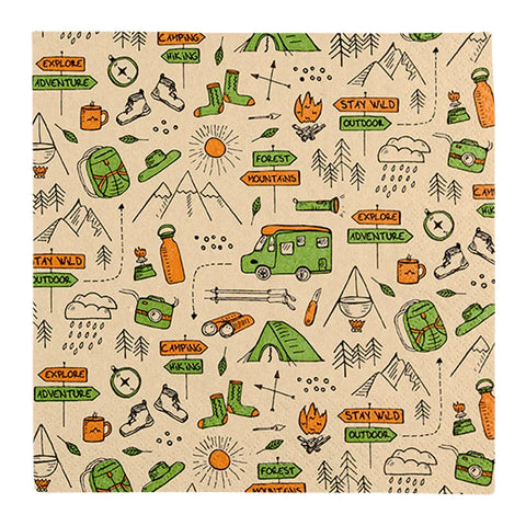 Recyclingservietten „Time for Camping“, 33x33 cm, 2-lagig, Home Fashion®, 20 Stück - luterna.de