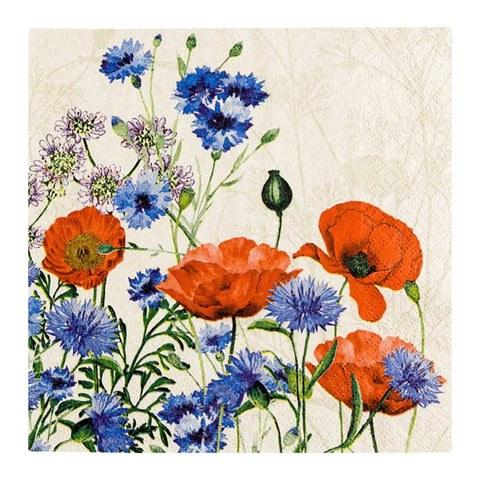 Recyclingservietten „Wild Poppies“, 33x33 cm, 2-lagig, Home Fashion®, 20 Stück - luterna.de