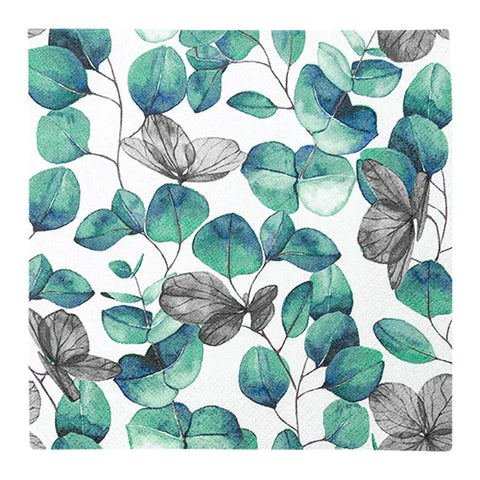 Lunchservietten „Eucalyptus Leaves“, 33x33 cm, 3-lagig, Home Fashion®, 20 Stück - luterna.de