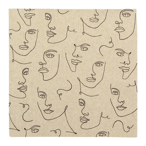 Recyclingservietten „Faces“, 33x33 cm, 2-lagig, Home Fashion®, 20 Stück - luterna.de