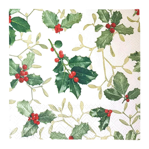 Cocktailservietten „Ilex and Mistletoe“, 25x25 cm, 3-lagig, Home Fashion®, 20 Stück - luterna.de