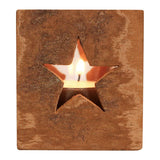 Teelichthalter aus natürlicher Zimtrinde mit Glaseinsatz, eckig, Stern, H70 x Ø60 mm, KERZENFARM HAHN - luterna.de