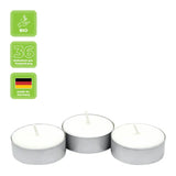 100% ÖKO-Teelichter aus regionaler Bio-Masse, BIOKEMA, Ø38 mm, Brenndauer ca. 4h, mit Aluminiumhülle, 36 Stück pro Verpackung - luterna.de