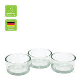 Glas für Teelichter ohne Aluminiumhülle, BIOKEMA, wiederverwendbar, Größe für Teelichter mit Ø38 mm, 3 Stück pro Verpackung - luterna.de