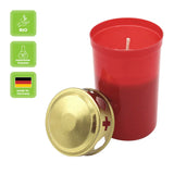 100% ÖKO-Grabkerzen aus regionaler Bio-Masse, Rot, mit Golddeckel, BIOKEMA, Brenndauer ca. 3 Tage, 120/63 mm, Karton 20 Stück - luterna.de