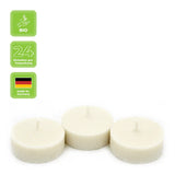100% ÖKO-TEELICHTER aus regionaler Bio-Masse, BIOKEMA, Ø38 mm, Brenndauer ca. 4h, ohne Aluminiumhülle, 24 Stück pro Verpackung - luterna.de
