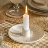 Kerzenhalter für Stabkerzen mit Ø22 mm, mit türkisen handgemalten Streifen, H35/Ø155 mm, Ib Laursen - luterna.de