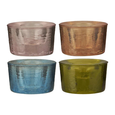 Kerzenhalter aus Glas für Stabkerzen mit Ø22 mm, Bunt, H30/Ø50 mm, Ib Laursen, 4 Stück pro Verpackung - luterna.de