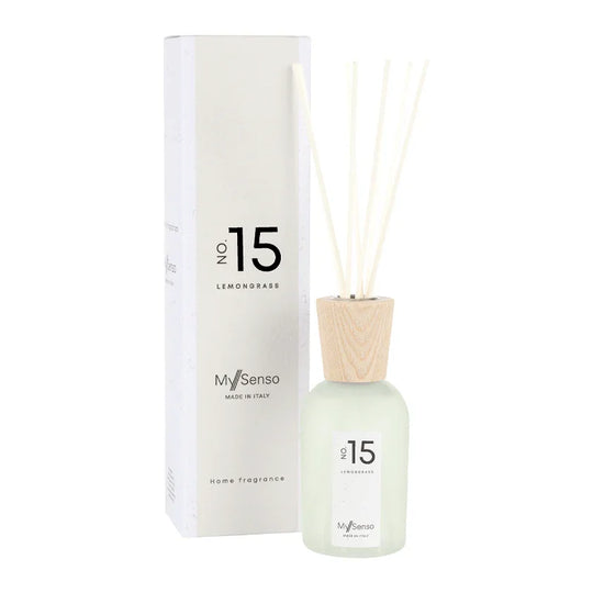 Diffuser Premium 240 ml N°15 Lemongrass, My Senso, 100% natürlich, Raumduft, inkl. 8 Faserstäbchen, Duftstäbchen