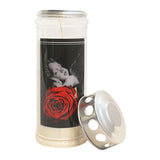 JEKA-Motivkerze "Rose/Engel", 100% Pflanzenöl, 75/215 mm, Brenndauer bis zu 7 Tage, Lieferumfang 3 Stück, Grabkerzen - luterna.de