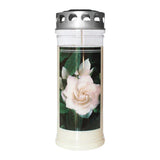 JEKA-Motivkerze "Gardenia", 100% Pflanzenöl, 75/215 mm, Brenndauer bis zu 7 Tage, Lieferumfang 3 Stück, Grabkerzen - luterna.de