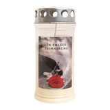 JEKA-Motivkerze "Rose auf Stein, In ewiger Erinnerung", 100% Pflanzenöl, 75/170 mm, Brenndauer bis zu 4 Tage, Lieferumfang 3 Stück, Grabkerzen - luterna.de