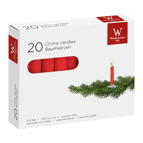 Baumkerzen aus Paraffin, Rot, 96/13 mm, Wiedemann, Brenndauer ca. 2h, 20 Stück - luterna.de