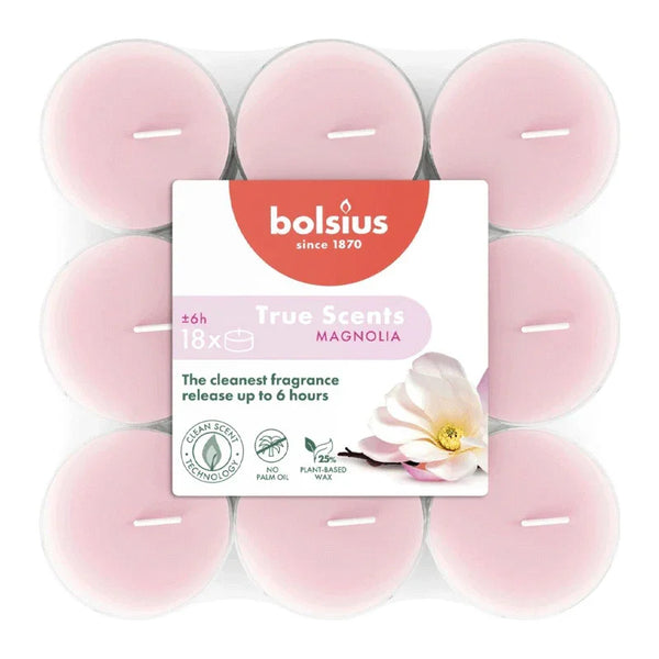 Duft-Teelichter Magnolie, Ø39 mm, BOLSIUS, 6h, 18 St. –