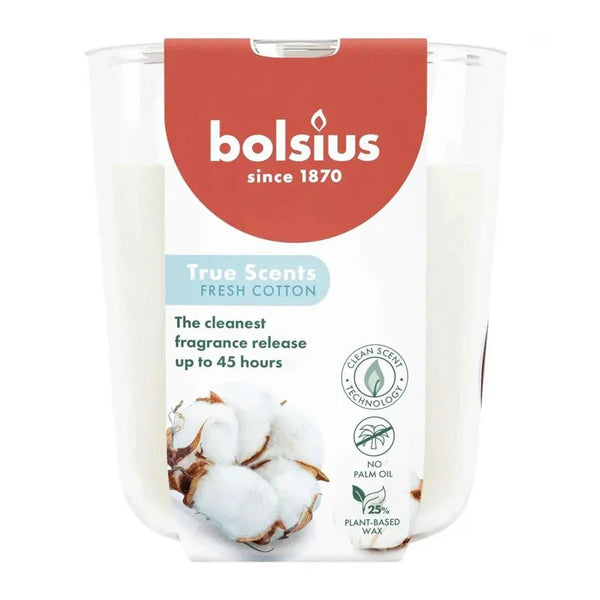 Duftkerze im Glas Fresh Cotton, BOLSIUS, 45h –