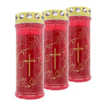 JEKA-Motivkerze "Kreuz-Ornament", 100% Pflanzenöl, 75/215 mm, Brenndauer bis zu 7 Tage, Lieferumfang 3 Stück, Grabkerzen