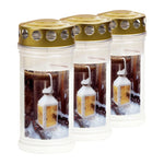 JEKA-Motivkerze "Laterne", 100% Pflanzenöl, 75/170 mm, Brenndauer bis zu 4 Tage, Lieferumfang 3 Stück, Grabkerzen