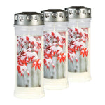 JEKA-Motivkerze "Schneeahorn", 100% Pflanzenöl, 75/215 mm, Brenndauer bis zu 7 Tage, Lieferumfang 3 Stück, Grabkerzen