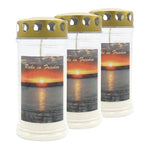 JEKA-Motivkerze "Sonnenuntergang", 100% Pflanzenöl, 75/170 mm, Brenndauer bis zu 4 Tage, Lieferumfang 3 Stück, Grabkerzen