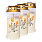 JEKA-Motivkerze "Tulpe", 100% Pflanzenöl, 75/170 mm, Brenndauer bis zu 4 Tage, Lieferumfang 3 Stück, Grabkerzen