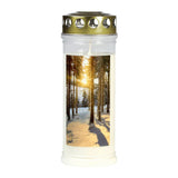 JEKA-Motivkerze "Winterwald", 100% Pflanzenöl, 75/215 mm, Brenndauer bis zu 7 Tage, Lieferumfang 3 Stück, Grabkerzen