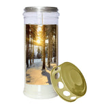 JEKA-Motivkerze "Winterwald", 100% Pflanzenöl, 75/215 mm, Brenndauer bis zu 7 Tage, Lieferumfang 3 Stück, Grabkerzen