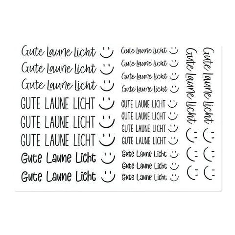 Kerzenfolie, Kerzentattoo "Gute Laune Licht", Schwarz, DIN A5