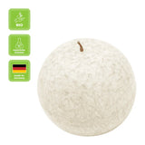 Kugelkerze aus Stearin, Elfenbein, Ø80 mm, 100% pflanzliches Wachs, KERZENFARM HAHN, Brenndauer ca. 25h - luterna.de