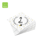 Lunchservietten „Mr&Mrs“, 33x33 cm, 3-lagig, Home Fashion®, 20 Stück