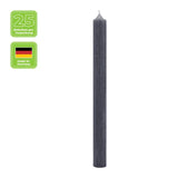 Stabkerzen aus Paraffin, 250/22 mm, Anthrazit, KERZENFARM HAHN, Brenndauer ca. 12h, 25 Stück pro Verpackung - luterna.de