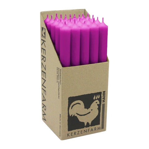 Stabkerzen aus Paraffin, 250/22 mm, Fuchsia, KERZENFARM HAHN, Brenndauer ca. 12h, 25 Stück pro Verpackung
