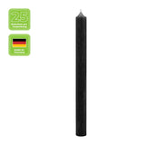 Stabkerzen aus Paraffin, 250/22 mm, Schwarz, KERZENFARM HAHN, Brenndauer ca. 12h, 25 Stück pro Verpackung - luterna.de