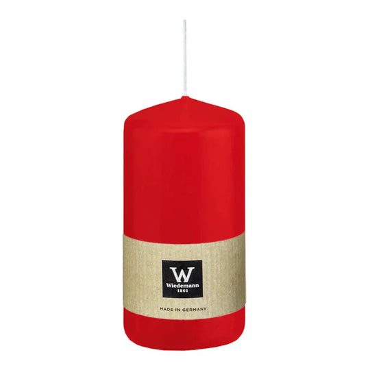 Stumpenkerze aus Paraffin, Rot, Wiedemann, 130/68 mm, Brenndauer ca. 52h