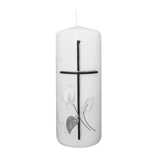 Trauerkerze mit verziertem Ornament, Wiedemann, 200/78 mm, Gedenkkerzen