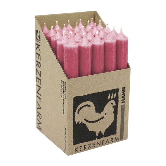 Stabkerzen aus Paraffin, 180/22 mm, Altrosa, KERZENFARM HAHN, Brenndauer ca. 8h, 25 Stück pro Verpackung