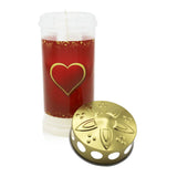 MEMORIAM-Motivkerze „Herz“, Nr. 411, AETERNA, mit Golddeckel, 75/170 mm, 30% Ölgehalt, Brenndauer 4 Tage, Lieferumfang 3 Stück, Grabkerzen - luterna.de