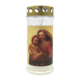 MEMORIAM-Motivkerze „Madonna", Nr. 412, AETERNA, mit Golddeckel, 75/170 mm, 30% Ölgehalt, Brenndauer 4 Tage, Lieferumfang 3 Stück, Grabkerzen - luterna.de