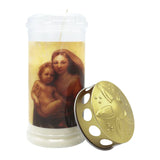 MEMORIAM-Motivkerze „Madonna", Nr. 412, AETERNA, mit Golddeckel, 75/170 mm, 30% Ölgehalt, Brenndauer 4 Tage, Lieferumfang 3 Stück, Grabkerzen - luterna.de