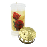 MEMORIAM-Motivkerze „Rosen“, Nr. 413, AETERNA, mit Golddeckel, 75/170 mm, 30% Ölgehalt, Brenndauer 4 Tage, Lieferumfang 3 Stück, Grabkerzen - luterna.de