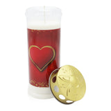 MEMORIAM-Motivkerze „Rotes Herz“, Nr. 641, AETERNA, mit Golddeckel, 75/210 mm, 30% Ölgehalt, Brenndauer 7 Tage, Lieferumfang 3 Stück, Grabkerzen - luterna.de