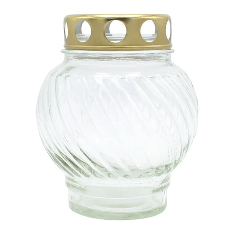 Grablaterne aus Glas, weiß, mit abnehmbarem Deckel, 135/110 mm, Grabschmuck, Grabdekoration - luterna.de